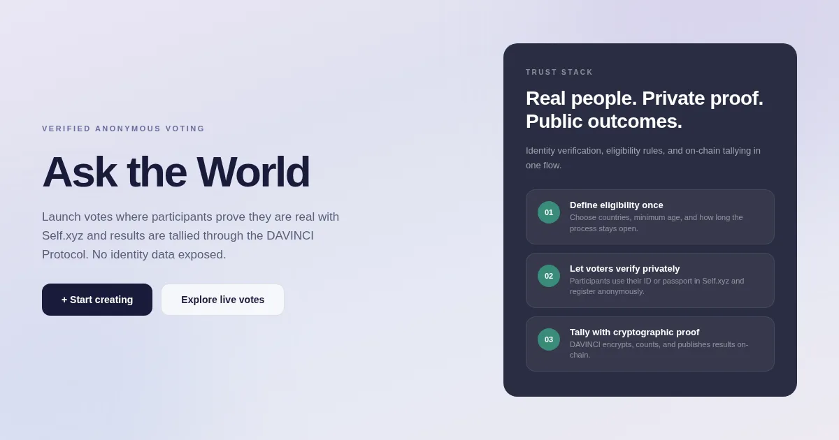 Ask the World - Eine DAVINCI-Miniapp auf Basis von Self Protocol