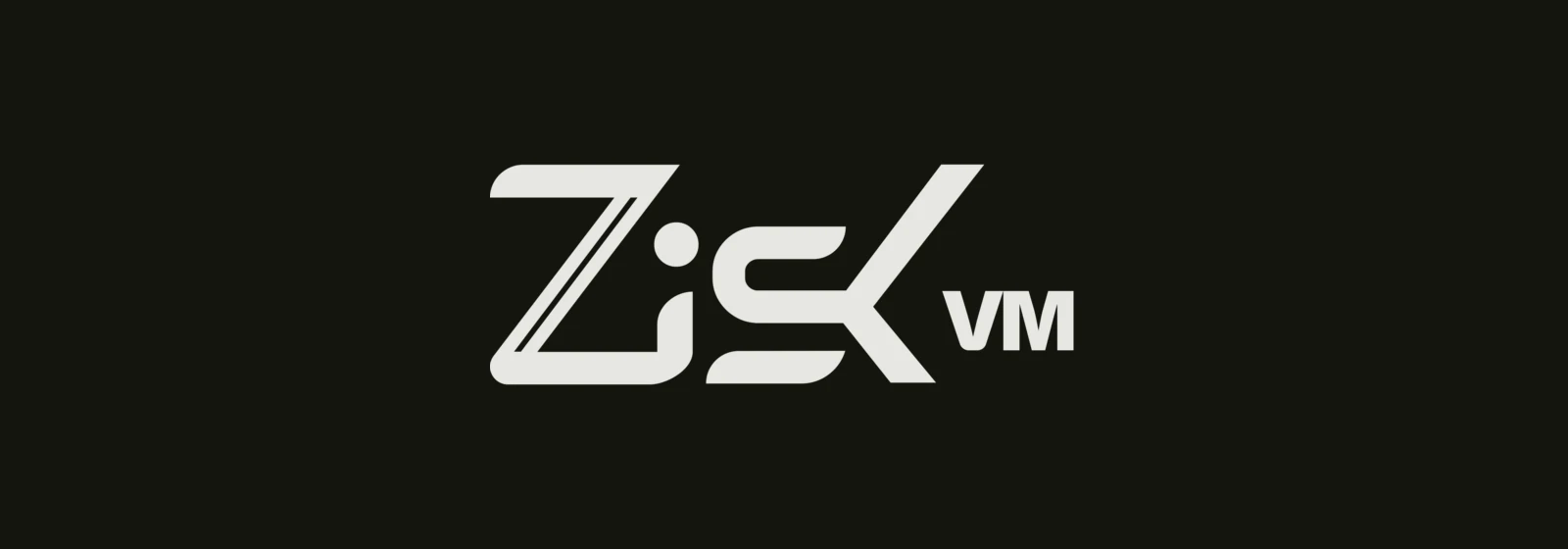 Logotip de la zkVM ZisK: el logotip «ZisK VM» en blanc sobre una targeta fosca